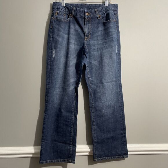 Vintage Seven7 Jeans Women’s 18 Premium Dark Wash Distressed Denim Wide Leg Y2K - Picture 1 of 16